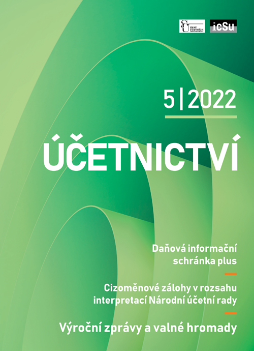 Aktuální číslo časopisu Účetnictví 5/2022